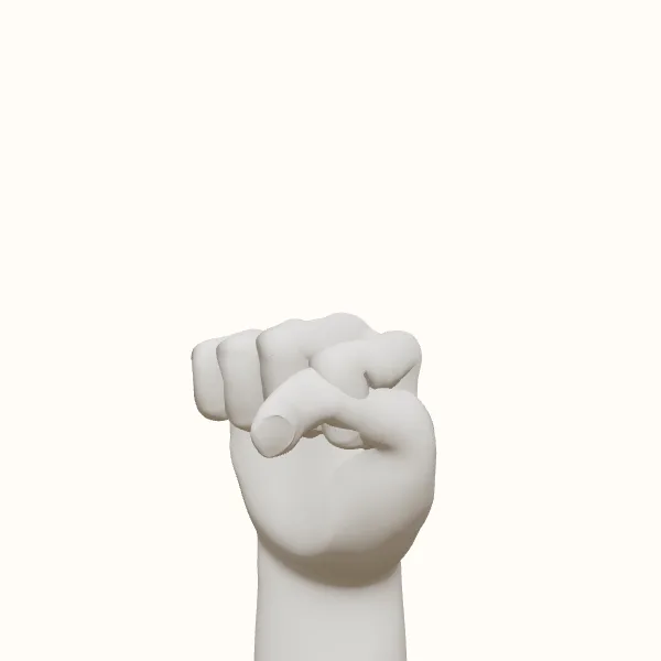 Fist reference — male hand, three-quarter view
