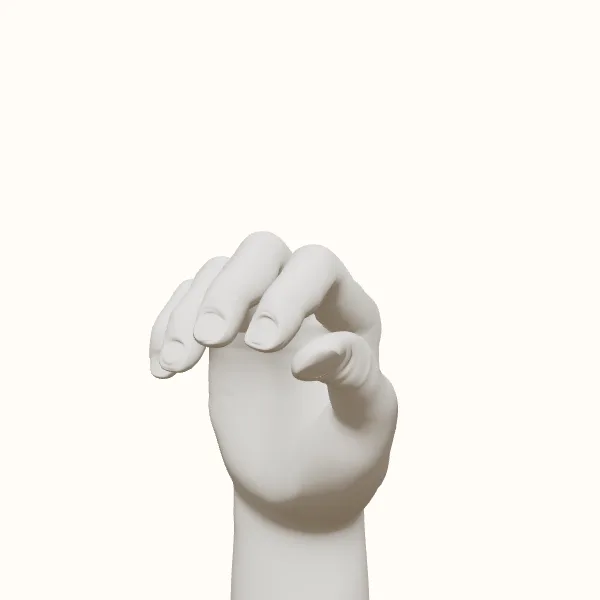 Gripping hand reference — male hand, three-quarter view