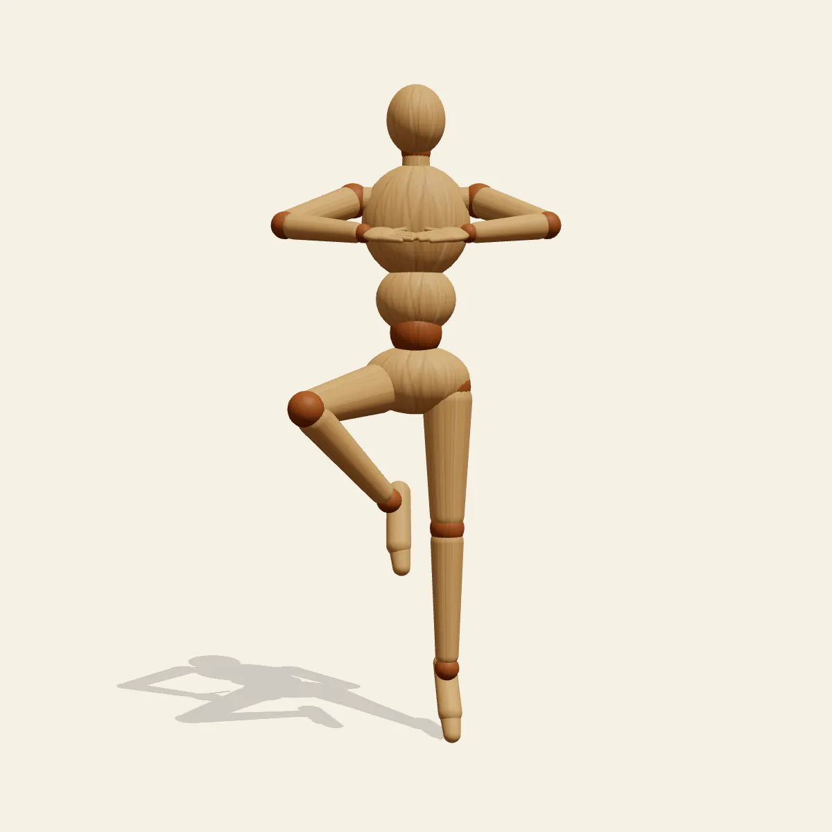 Ballet Pirouette 姿势参考,木头绘画人偶正面