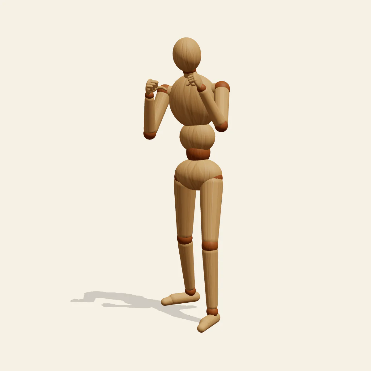 Boxing Fighting Stance 姿势参考，木头绘画人偶正面